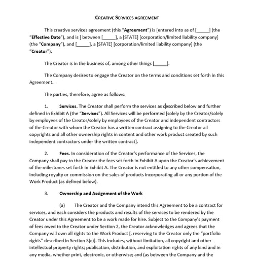 Creative Services Agreement Template